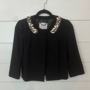 Rebecca Taylor Black Jacket with Embellished Collar